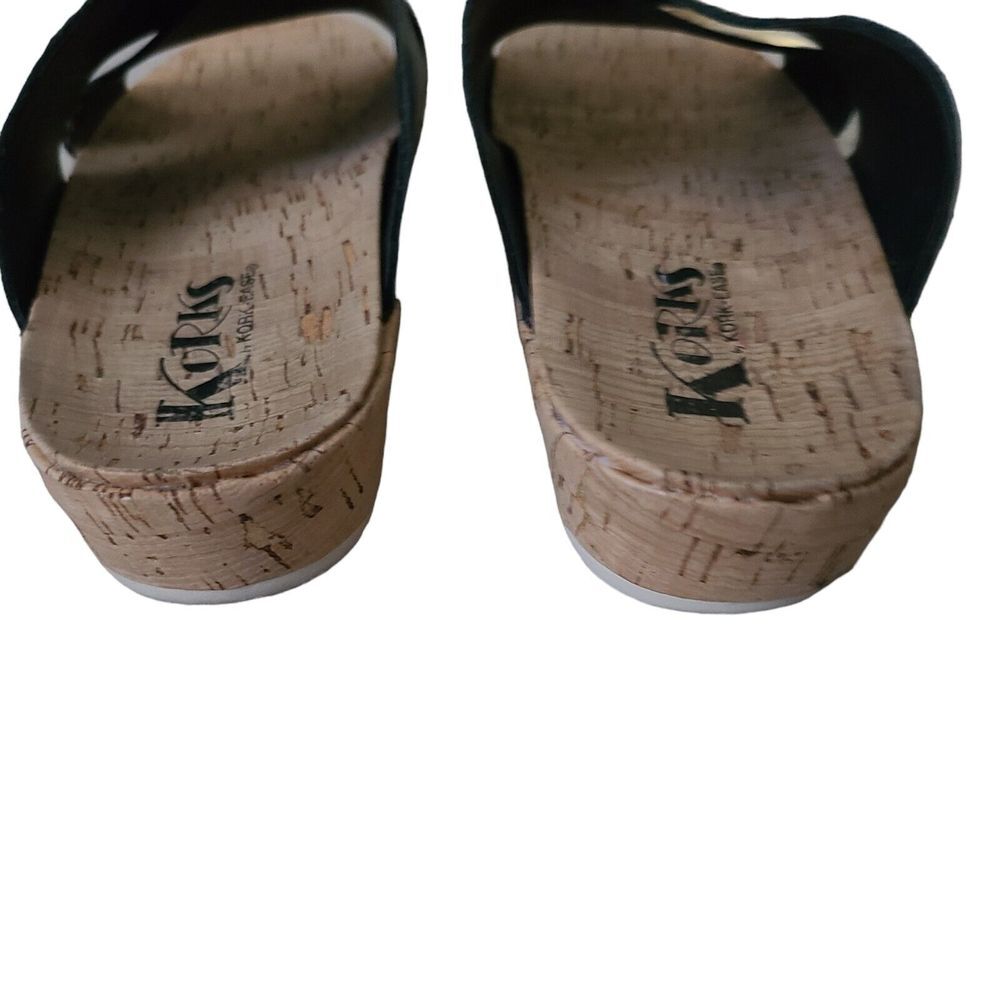 KORK-EASE Women's Black Leather Open Toe Platform Slide Sandals Sz 6.5 Casual - Picture 5 of 7